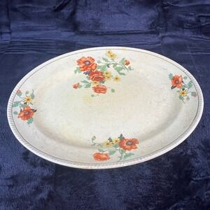 Vintage Sebring Pottery‎ Golden Maize The Poppy Oval Serving Platter Floral